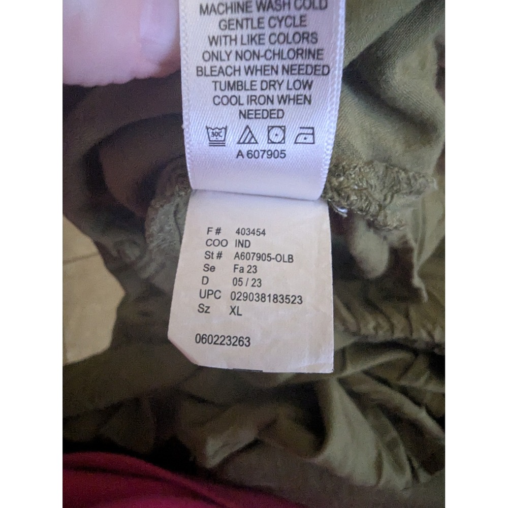 LOGO Womens XL Olive Green Embroidered Boho Peplum Tunic Top Long Sleeve - Picture 10 of 10